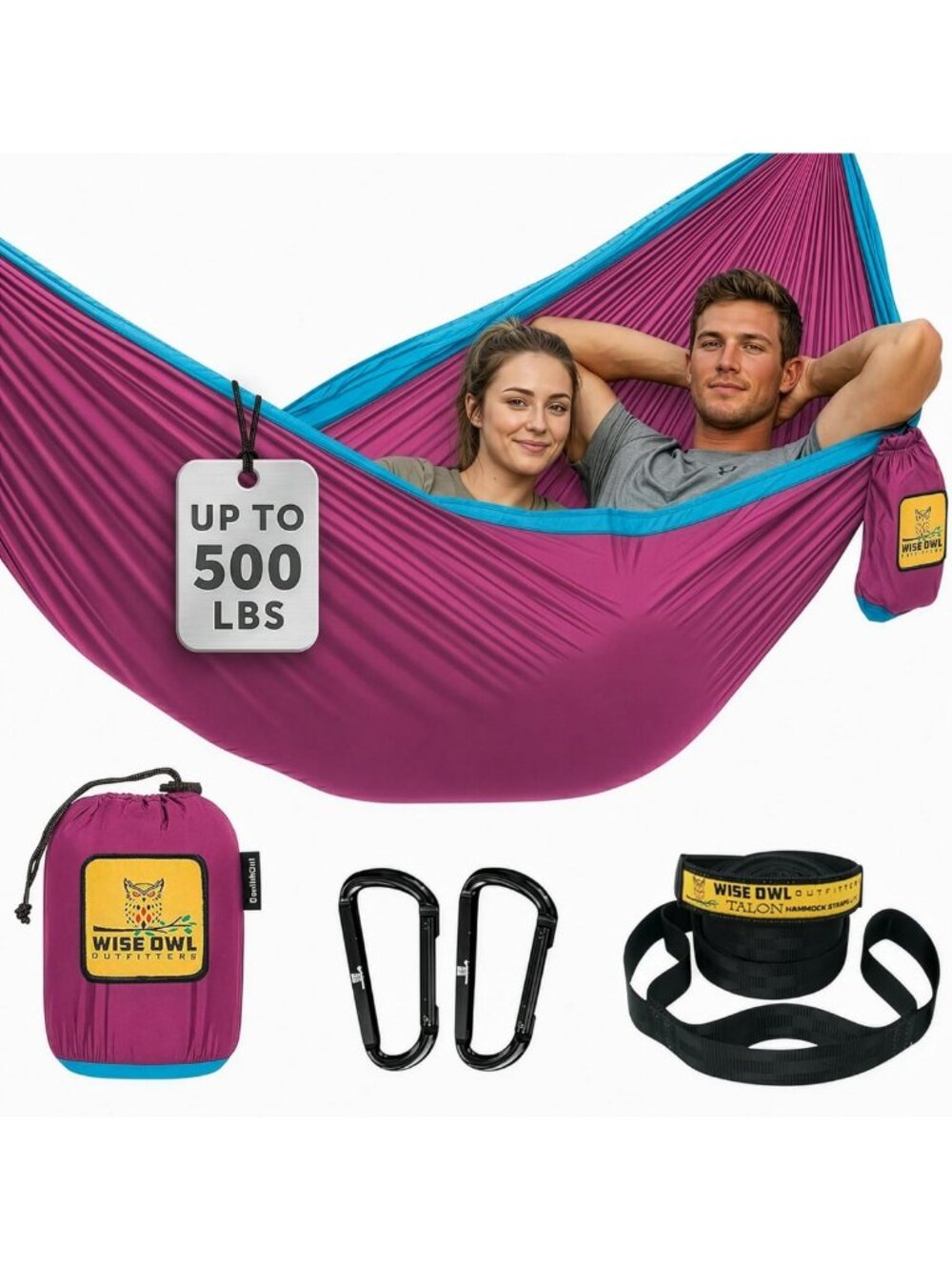Portable Double Hammock for Camping & Travel - Lightweight Parachute Nylon
